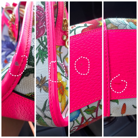 Authentic Gucci Flora Tote in fluorescent pink leather and print canvas - Picture 12 of 17